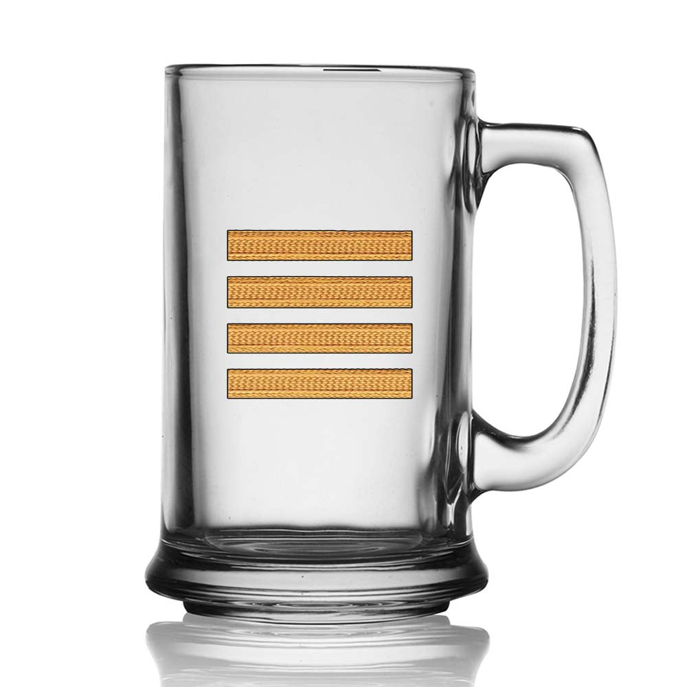 Golden Pilot Epaulettes 4 Lines Designed Beer Glass with Holder