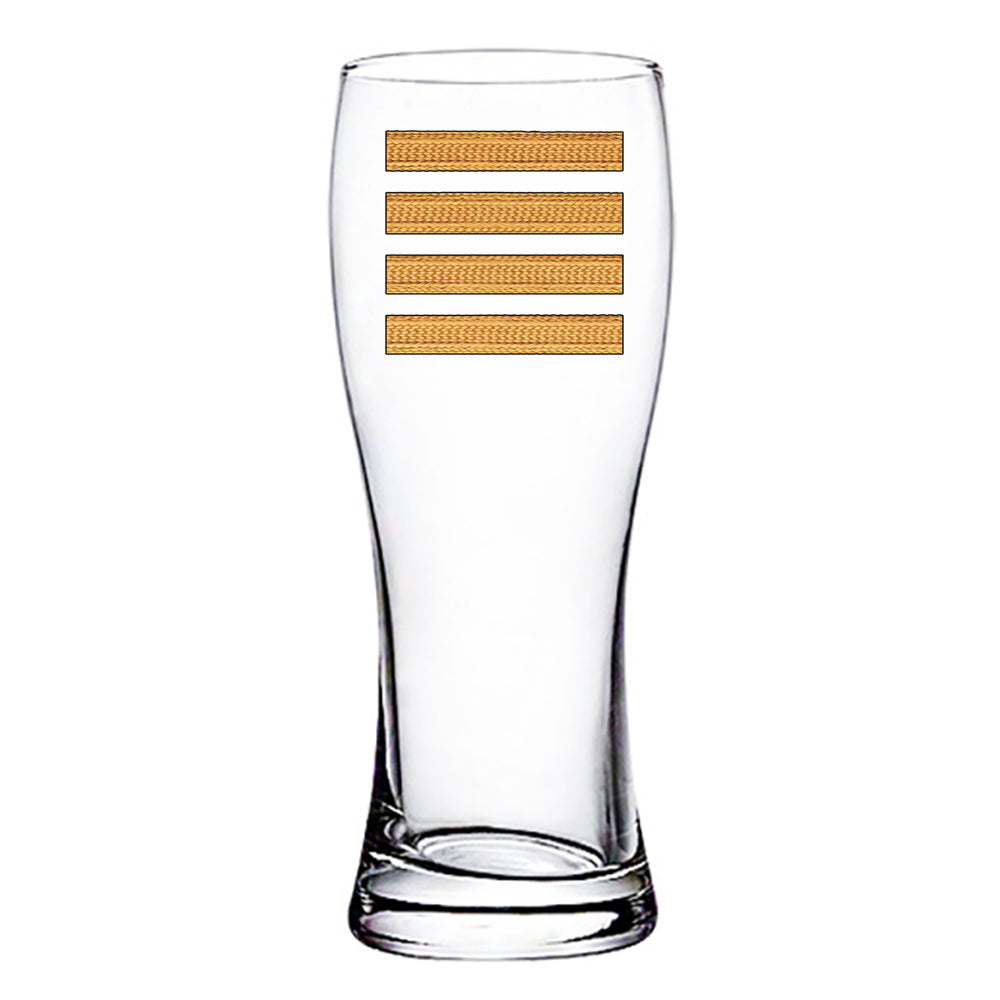 Golden Pilot Epaulettes (4 Lines) Designed Pilsner Beer Glasses