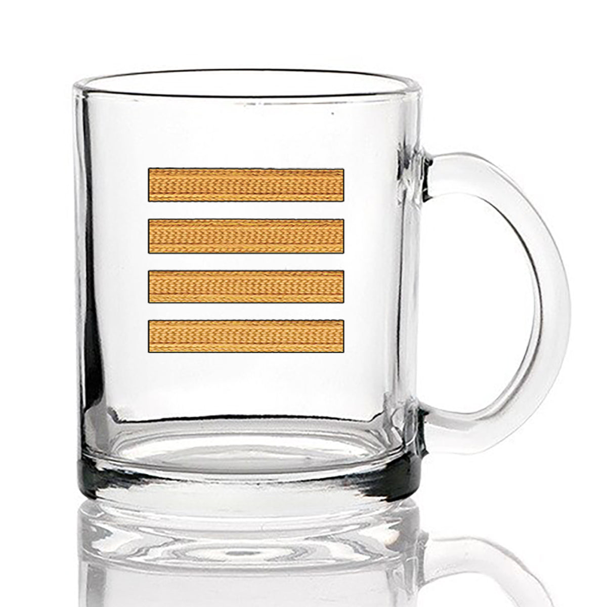 Golden Pilot Epaulettes (4 Lines) Designed Coffee & Tea Glasses