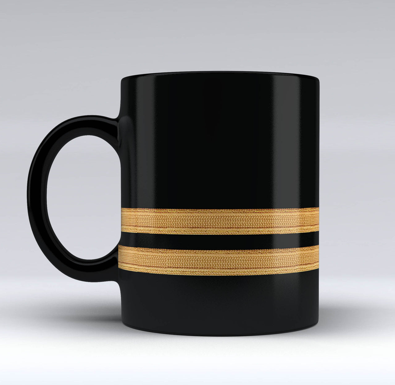 Golden Pilot Epaulettes Designed Black Mugs
