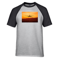 Thumbnail for Landing Aircraft During Sunset Designed Raglan T-Shirts