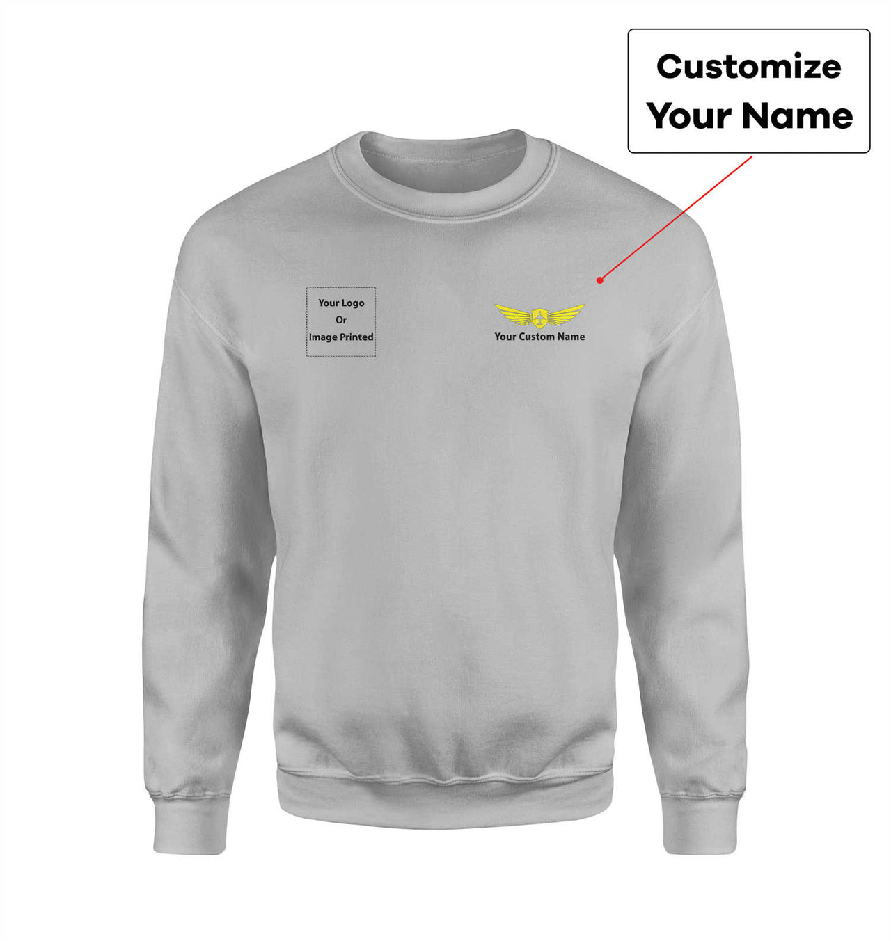Side Your Custom Logos & Name (Badge 2) Designed Sweatshirts