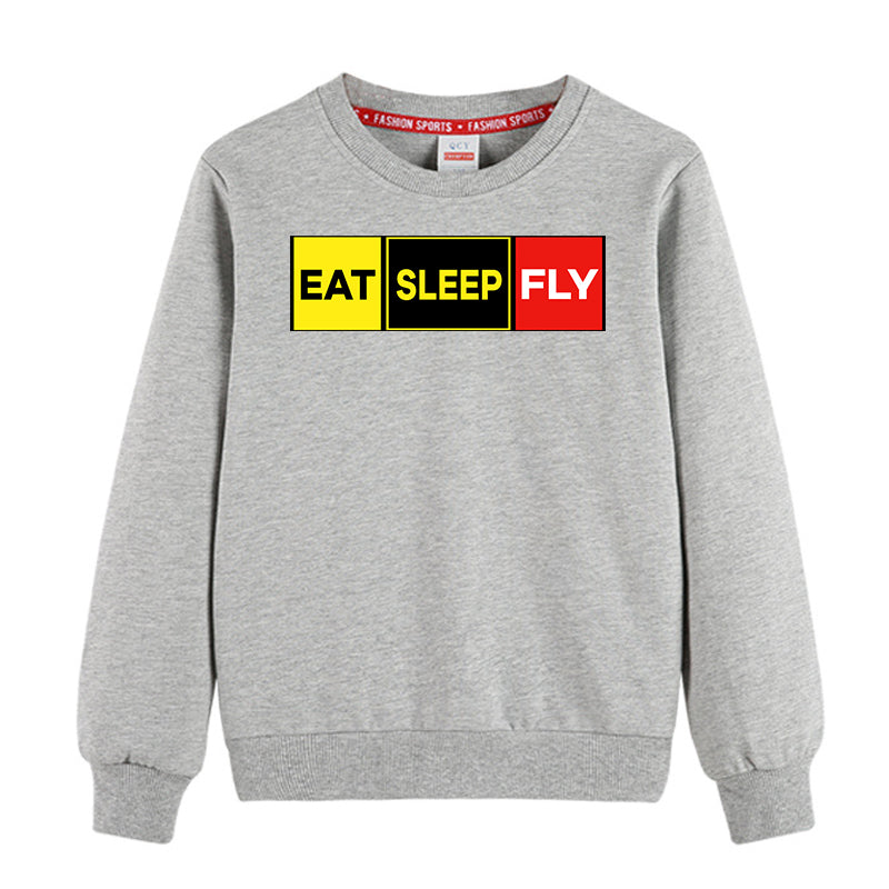Eat Sleep Fly (Colourful) Designed "CHILDREN" Sweatshirts