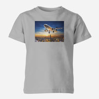 Thumbnail for Super Aircraft over City at Sunset Designed Children T-Shirts