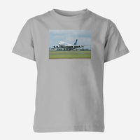 Thumbnail for Departing Airbus A380 with Original Livery Designed Children T-Shirts