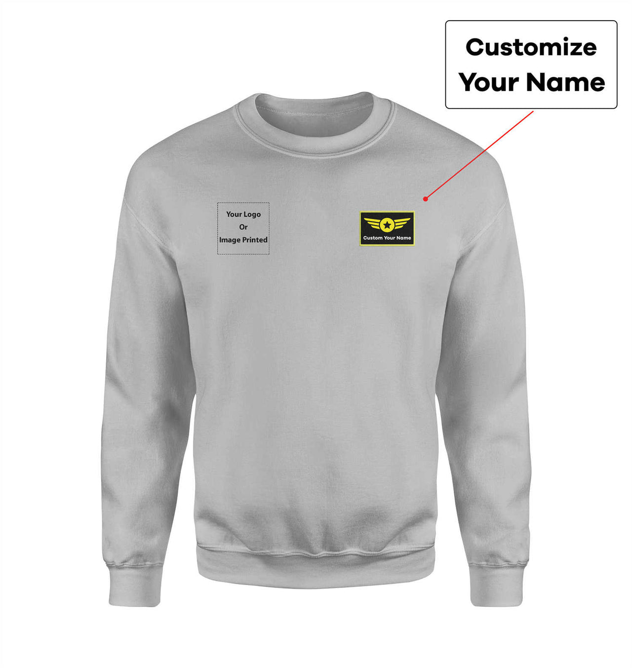 Side Your Custom Logos & Name (Special Badge) Designed Sweatshirts