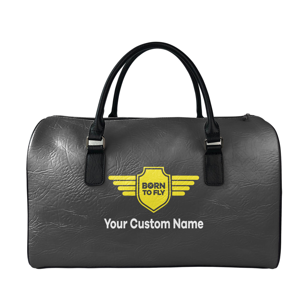 Custom Name (Badge 5) Designed Leather Travel Bag