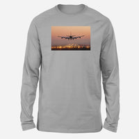 Thumbnail for Landing Boeing 747 During Sunset Designed Long-Sleeve T-Shirts