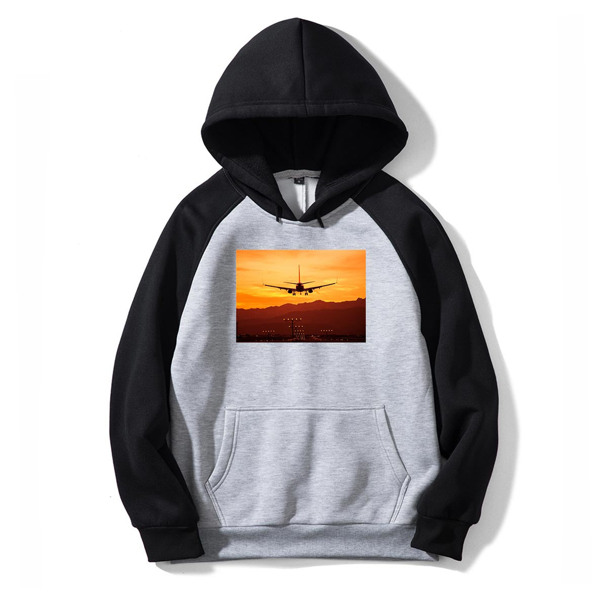 Landing Aircraft During Sunset Designed Colourful Hoodies