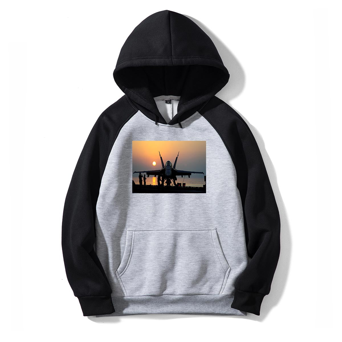 Military Jet During Sunset Designed Colourful Hoodies