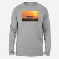 Thumbnail for Amazing Airbus A330 Landing at Sunset Designed Long-Sleeve T-Shirts