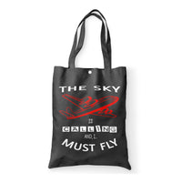 Thumbnail for The Sky is Calling and I Must Fly Designed Tote Bags