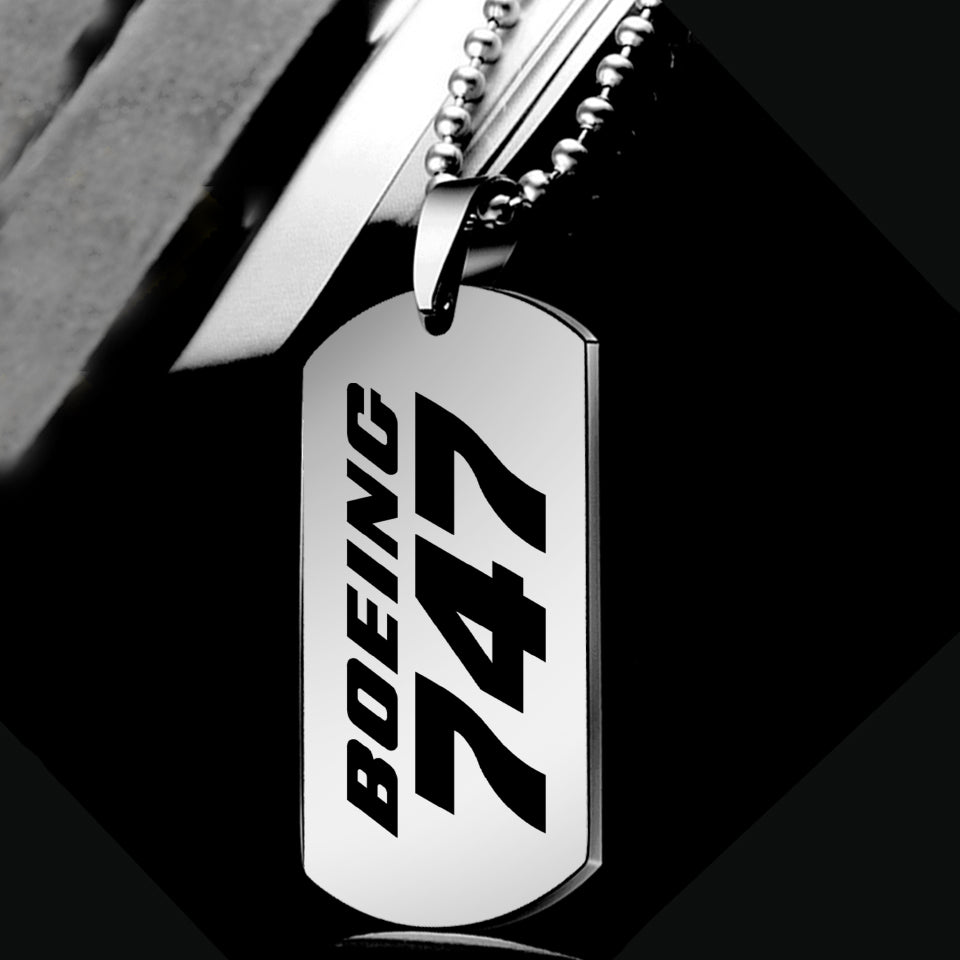 Boeing 747 & Text Designed Metal Necklaces