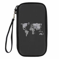 Thumbnail for World Map (Text) Designed Travel Cases & Wallets