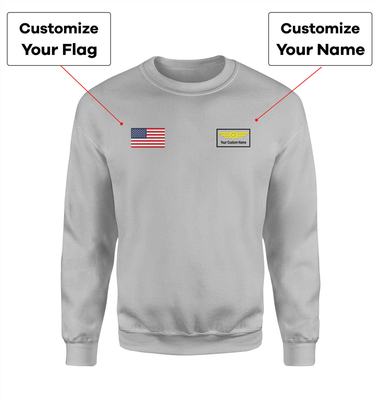 Custom Flag & Name with Badge Designed 3D Sweatshirts