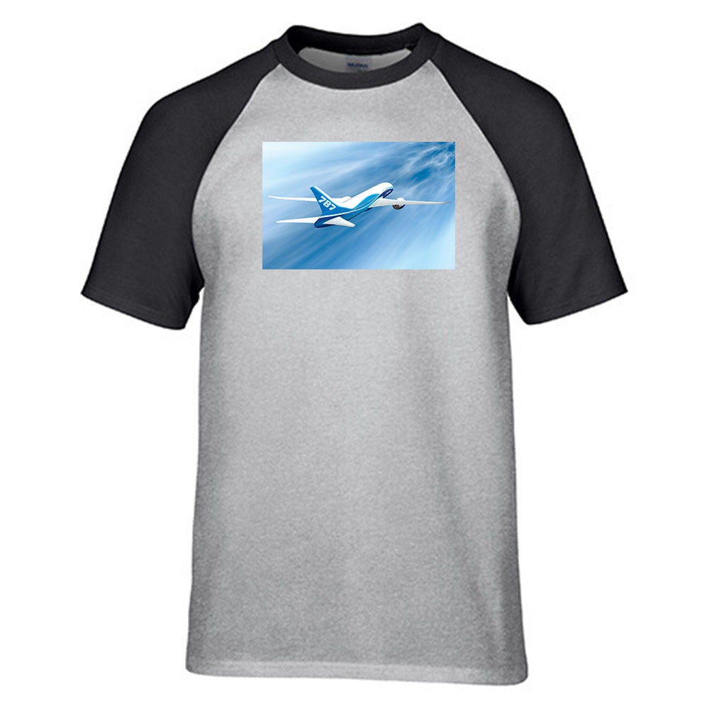 Beautiful Painting of Boeing 787 Dreamliner Designed Raglan T-Shirts