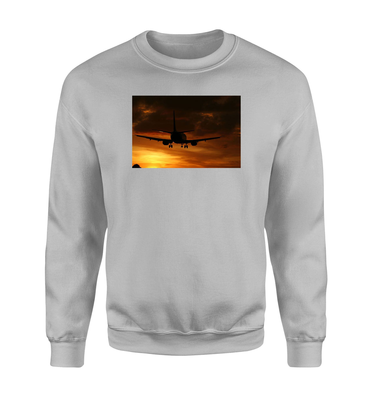 Beautiful Aircraft Landing at Sunset Designed Sweatshirts