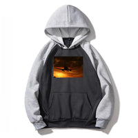Thumbnail for Beautiful Aircraft Landing at Sunset Designed Colourful Hoodies