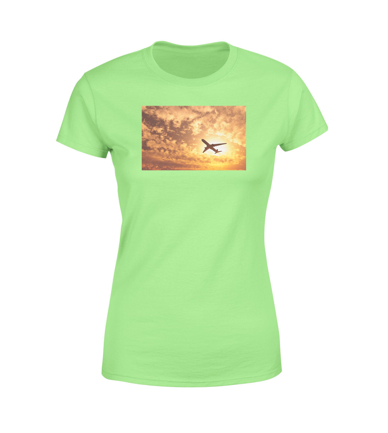 Plane Passing By Designed Women T-Shirts