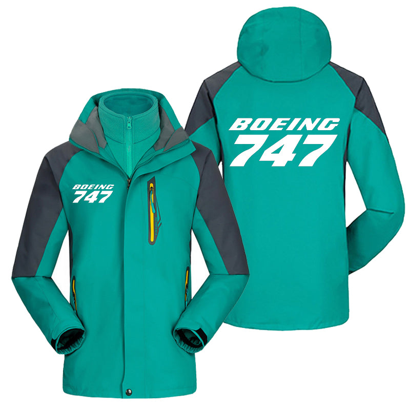 Boeing 747 & Text Designed Thick Skiing Jackets