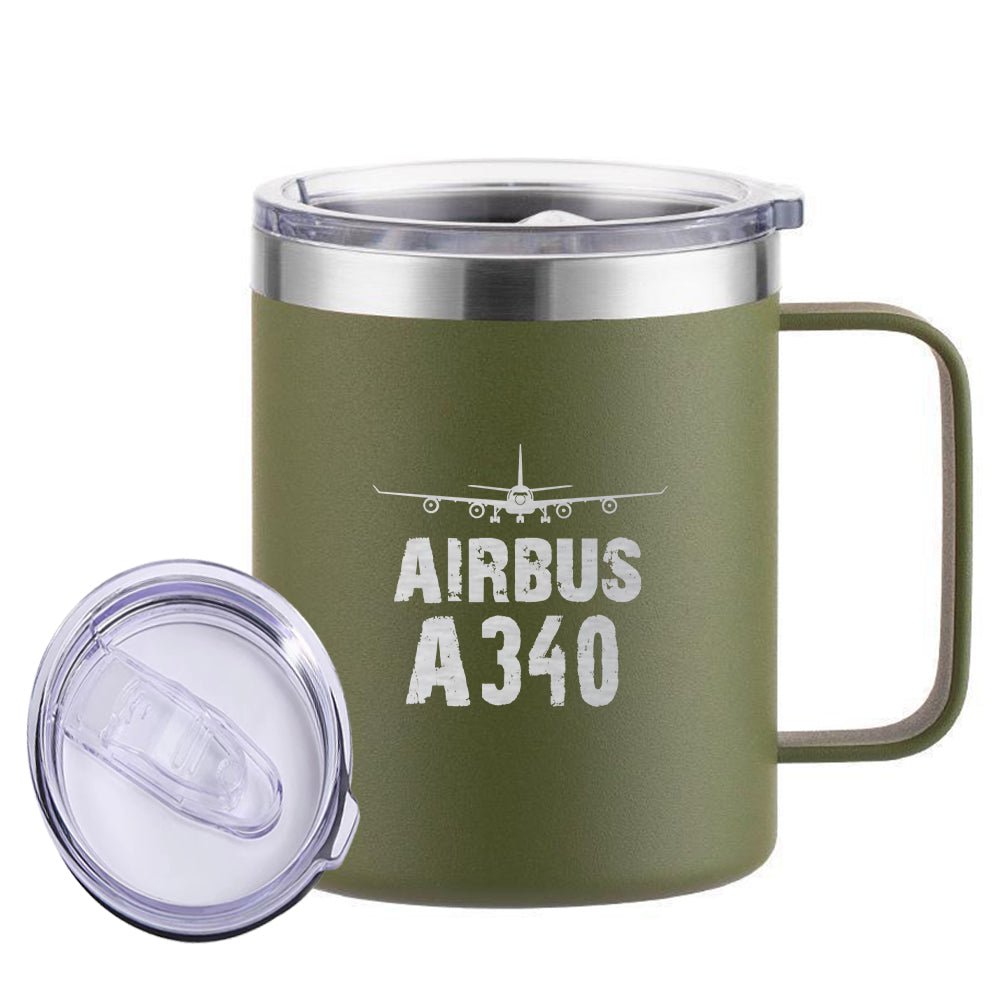 Airbus A340 & Plane Designed Stainless Steel Laser Engraved Mugs