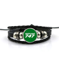 Thumbnail for Boeing 747 & Text Designed Leather Bracelets