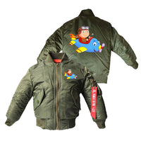 Thumbnail for Little Boy Operating an Airplane Designed Children Bomber Jackets