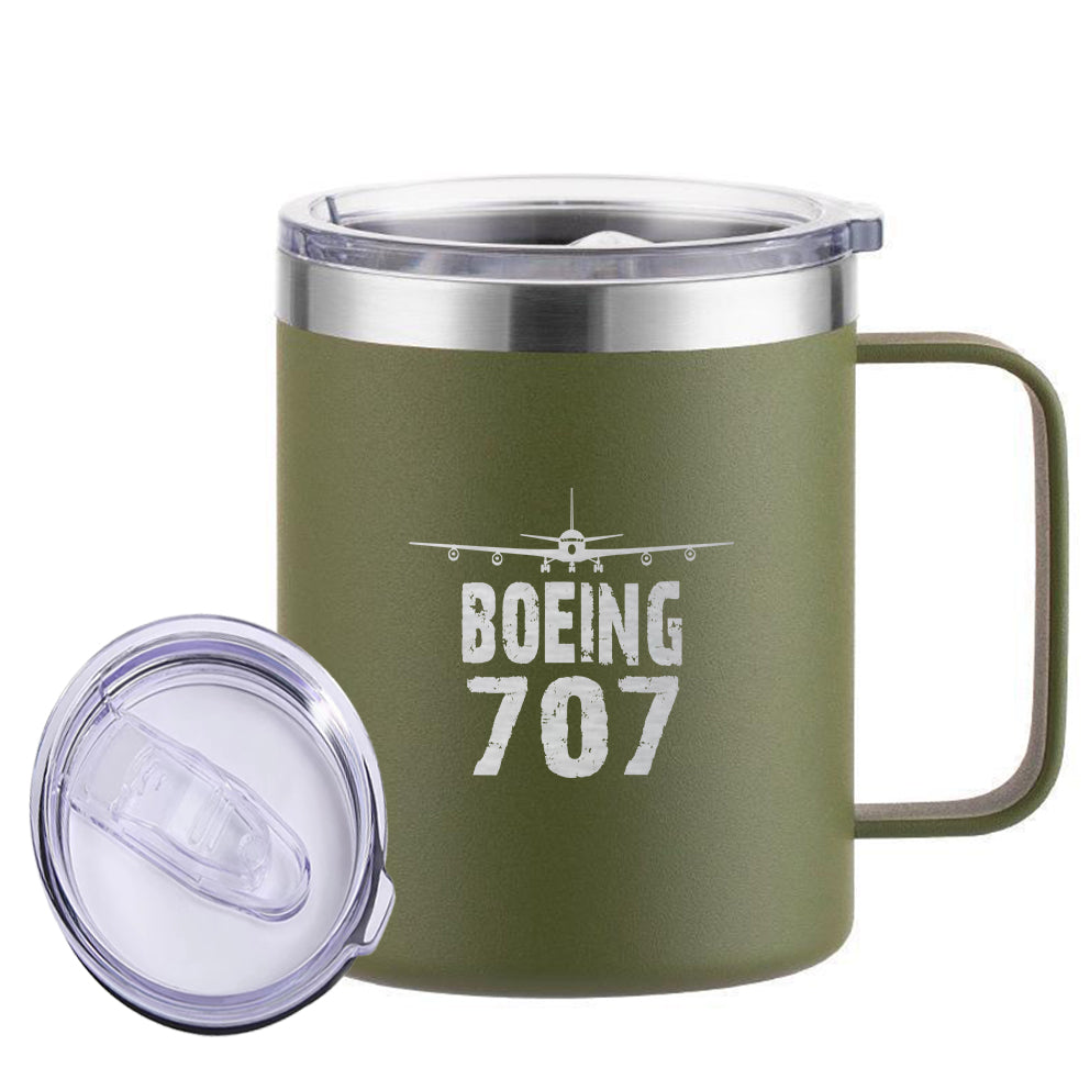 Boeing 707 & Plane Designed Stainless Steel Laser Engraved Mugs