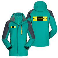 Thumbnail for Eat Sleep Fly (Colourful) Designed Thick Skiing Jackets