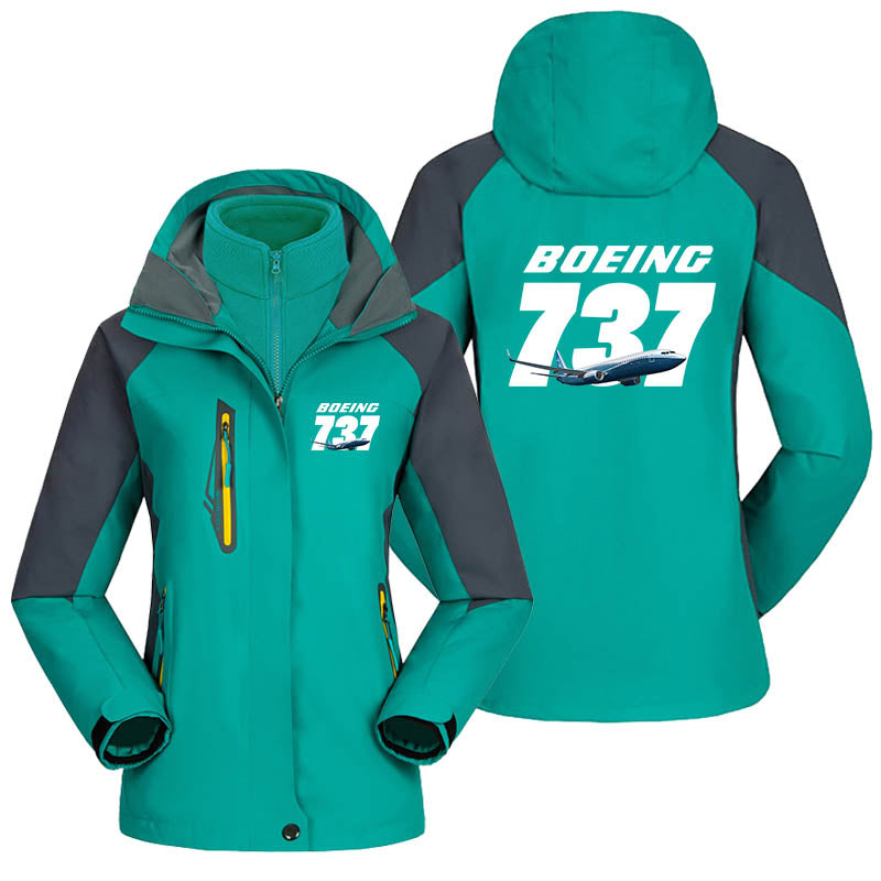 Super Boeing 737+Text Designed Thick "WOMEN" Skiing Jackets
