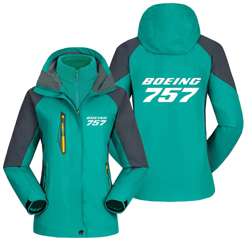 Boeing 757 & Text Designed Thick "WOMEN" Skiing Jackets