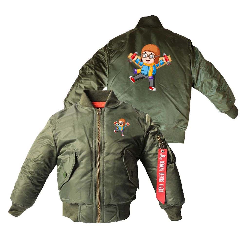 Cute Little Boy Pilot Costume Playing With Wings Designed Children Bomber Jackets