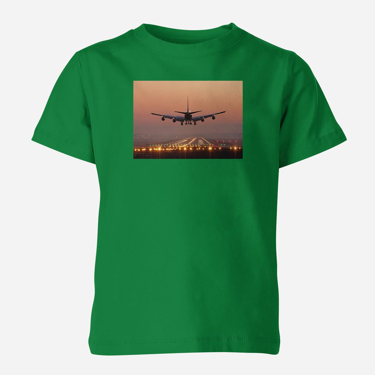Landing Boeing 747 During Sunset Designed Children T-Shirts