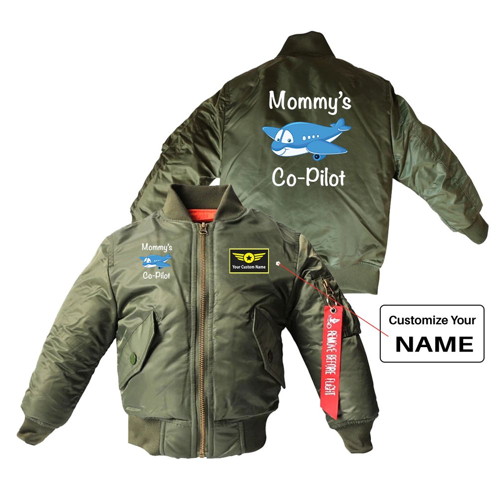 Mommy's Co-Pilot (Jet Airplane) Designed Children Bomber Jackets