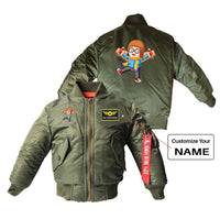 Thumbnail for Cute Little Boy Pilot Costume Playing With Wings Designed Children Bomber Jackets