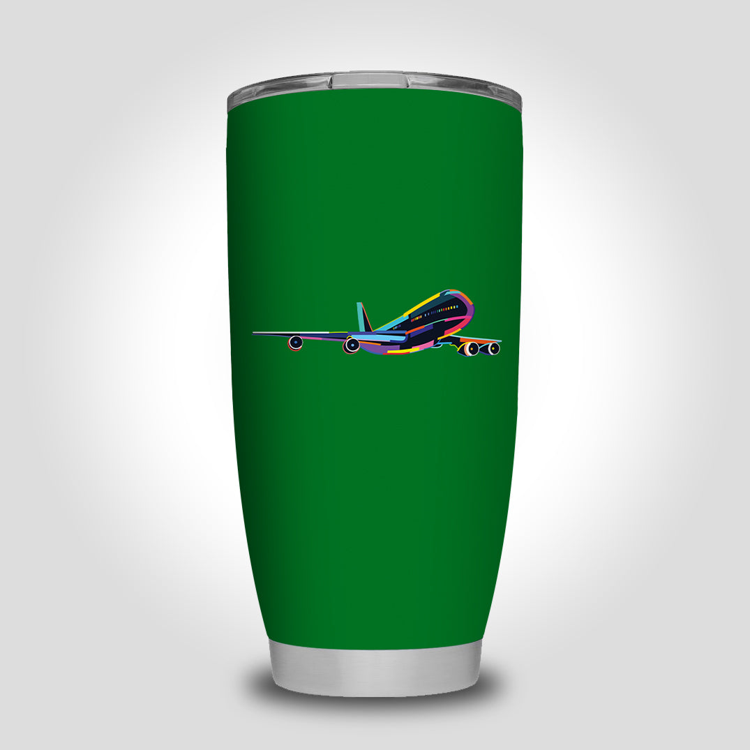 Multicolor Airplane Designed Tumbler Travel Mugs