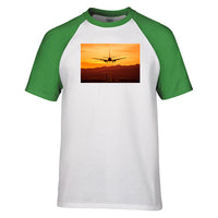 Thumbnail for Landing Aircraft During Sunset Designed Raglan T-Shirts