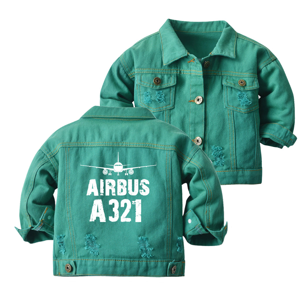 Airbus A321 & Plane Designed Children Denim Jackets