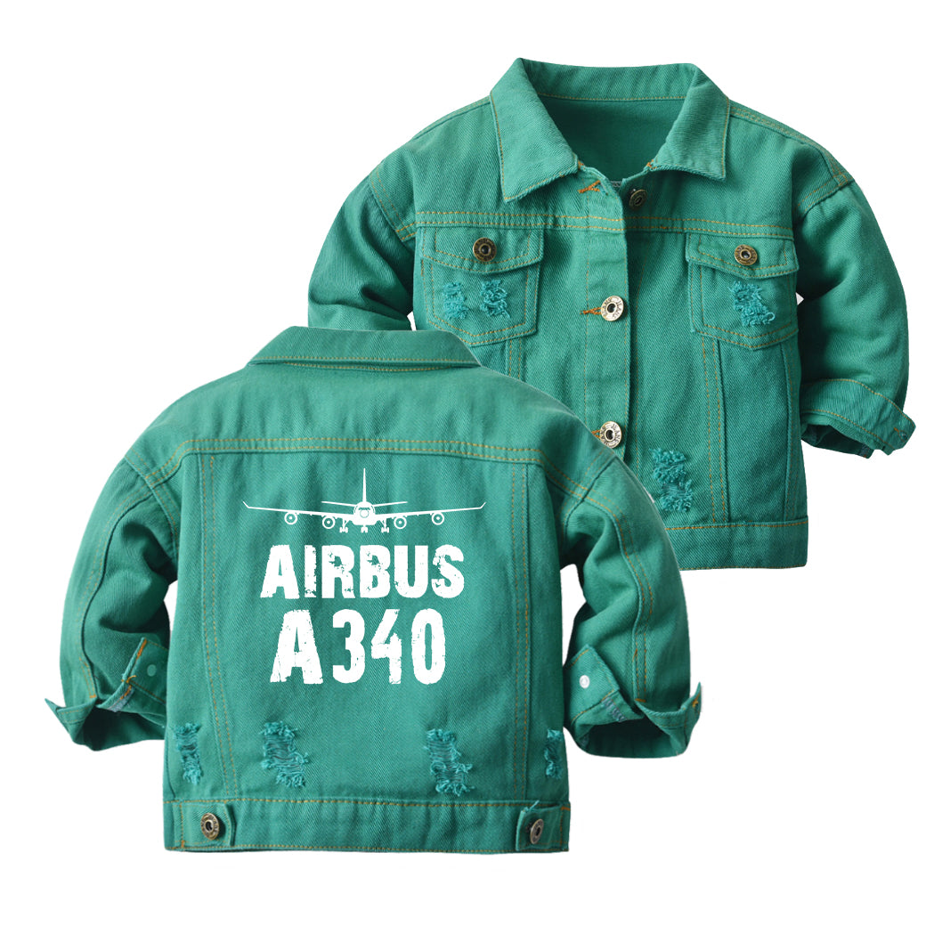 Airbus A340 & Plane Designed Children Denim Jackets