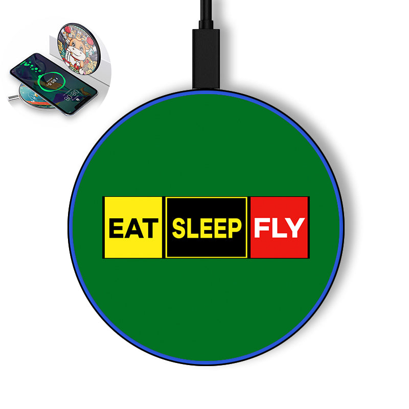 Eat Sleep Fly (Colourful) Designed Wireless Chargers