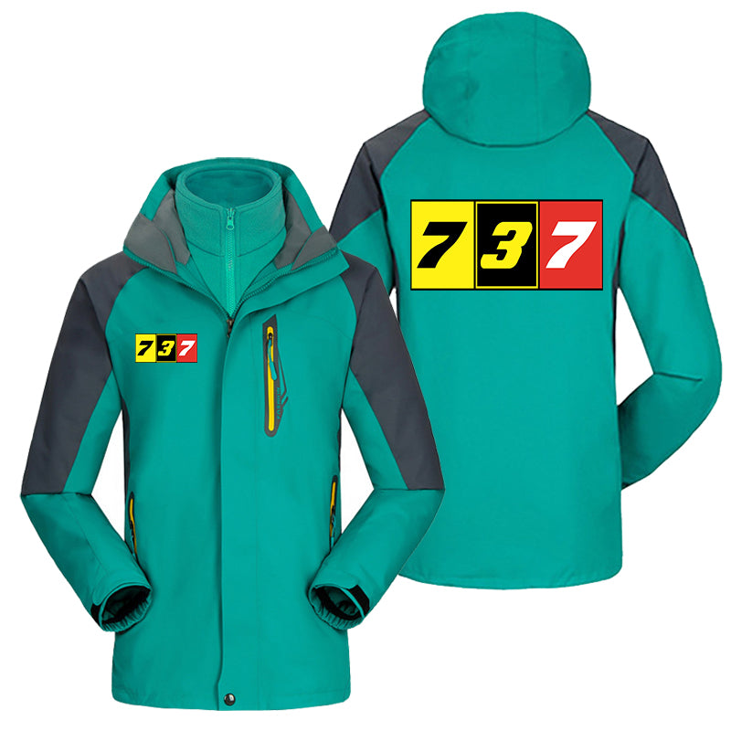 Flat Colourful 737 Designed Thick Skiing Jackets