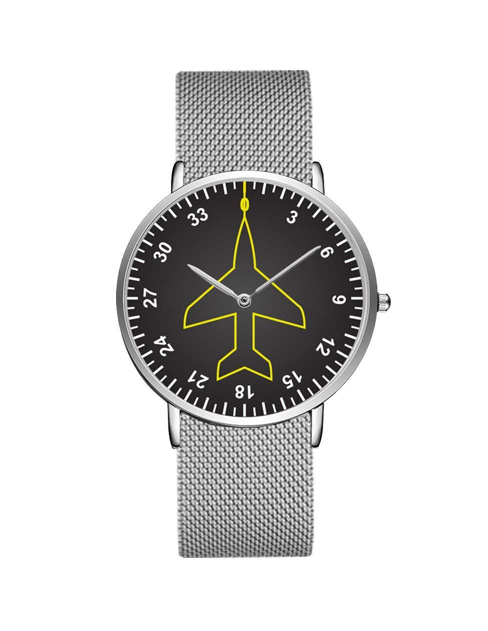 Airplane Instrument Series (Heading) Stainless Steel Strap Watches Pilot Eyes Store Silver & Silver Stainless Steel Strap 