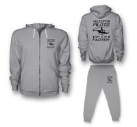 Thumbnail for Helicopter Pilots Get It Up Faster Designed Zipped Hoodies & Sweatpants Set