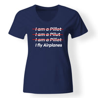 Thumbnail for I Fly Airplanes Designed V-Neck T-Shirts