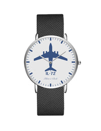 Thumbnail for ILyushin IL-72 Stainless Steel Strap Watches Pilot Eyes Store Silver & Black Stainless Steel Strap 