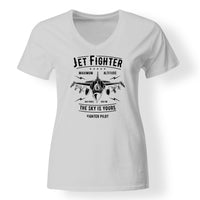 Thumbnail for Jet Fighter - The Sky is Yours Designed V-Neck T-Shirts