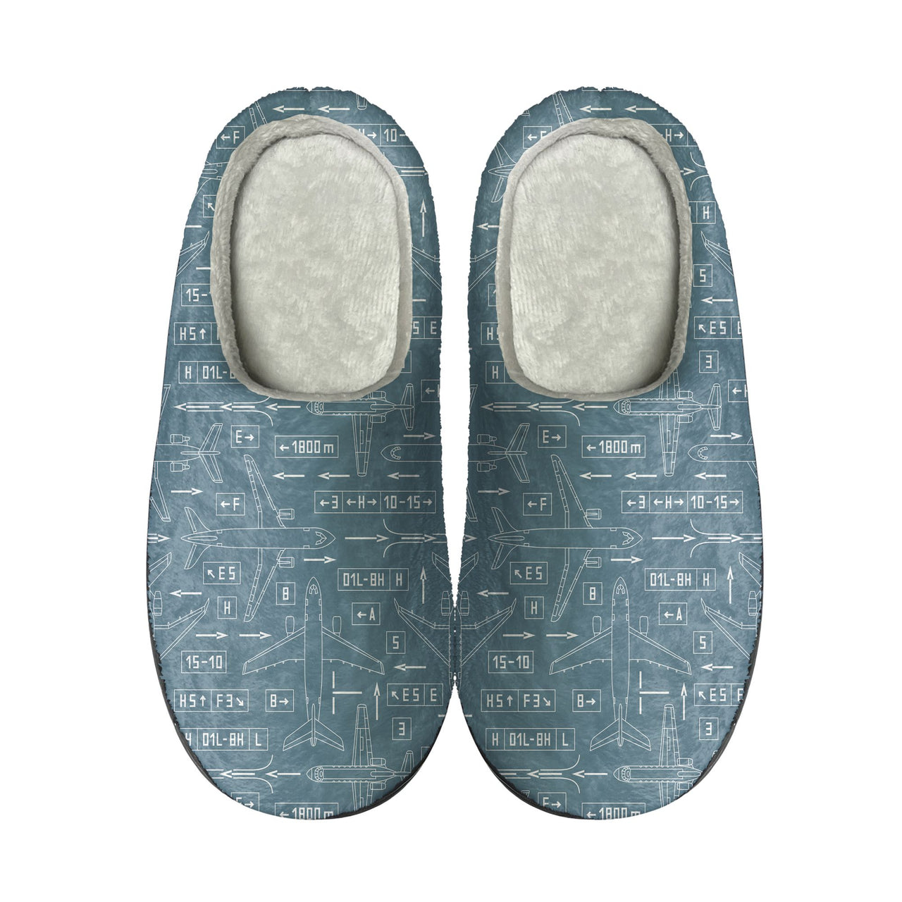 Jet Planes & Airport Signs Designed Cotton Slippers