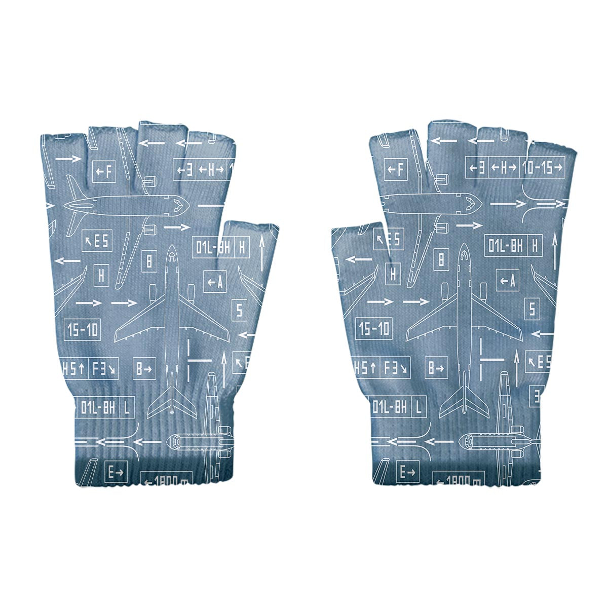 Jet Planes & Airport Signs Designed Cut Gloves