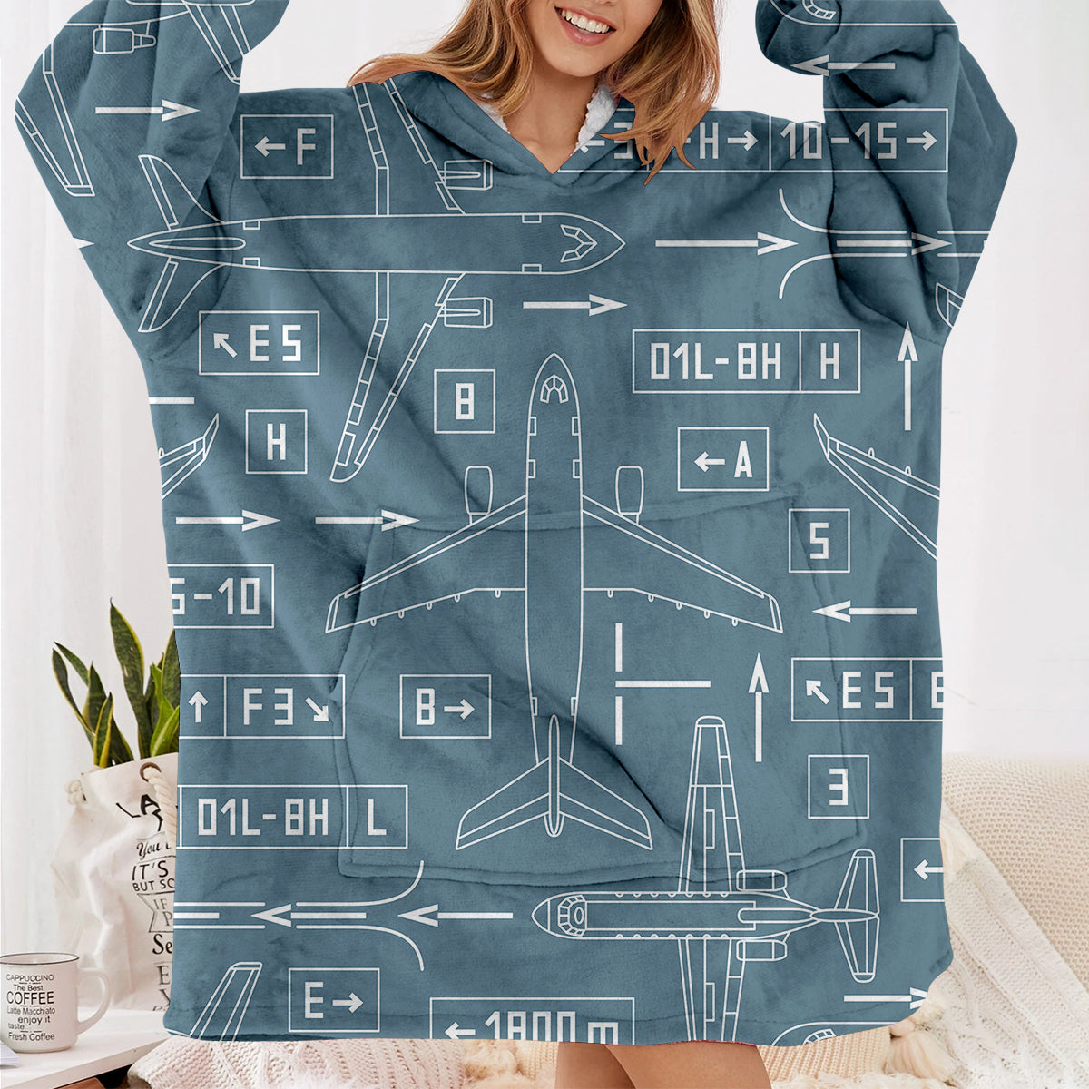 Jet Planes & Airport Signs Designed Blanket Hoodies