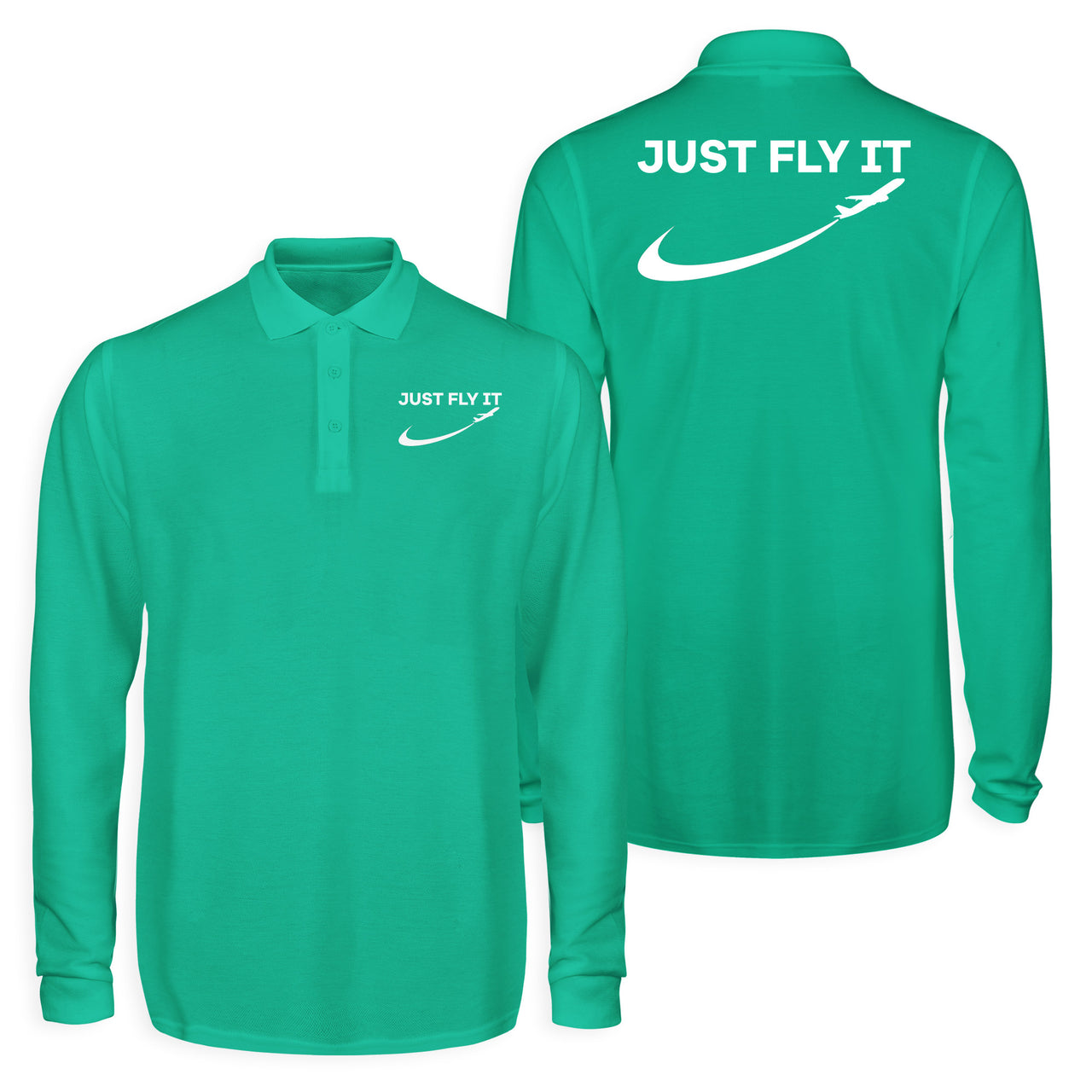 Just Fly It 2 Designed Long Sleeve Polo T-Shirts (Double-Side)